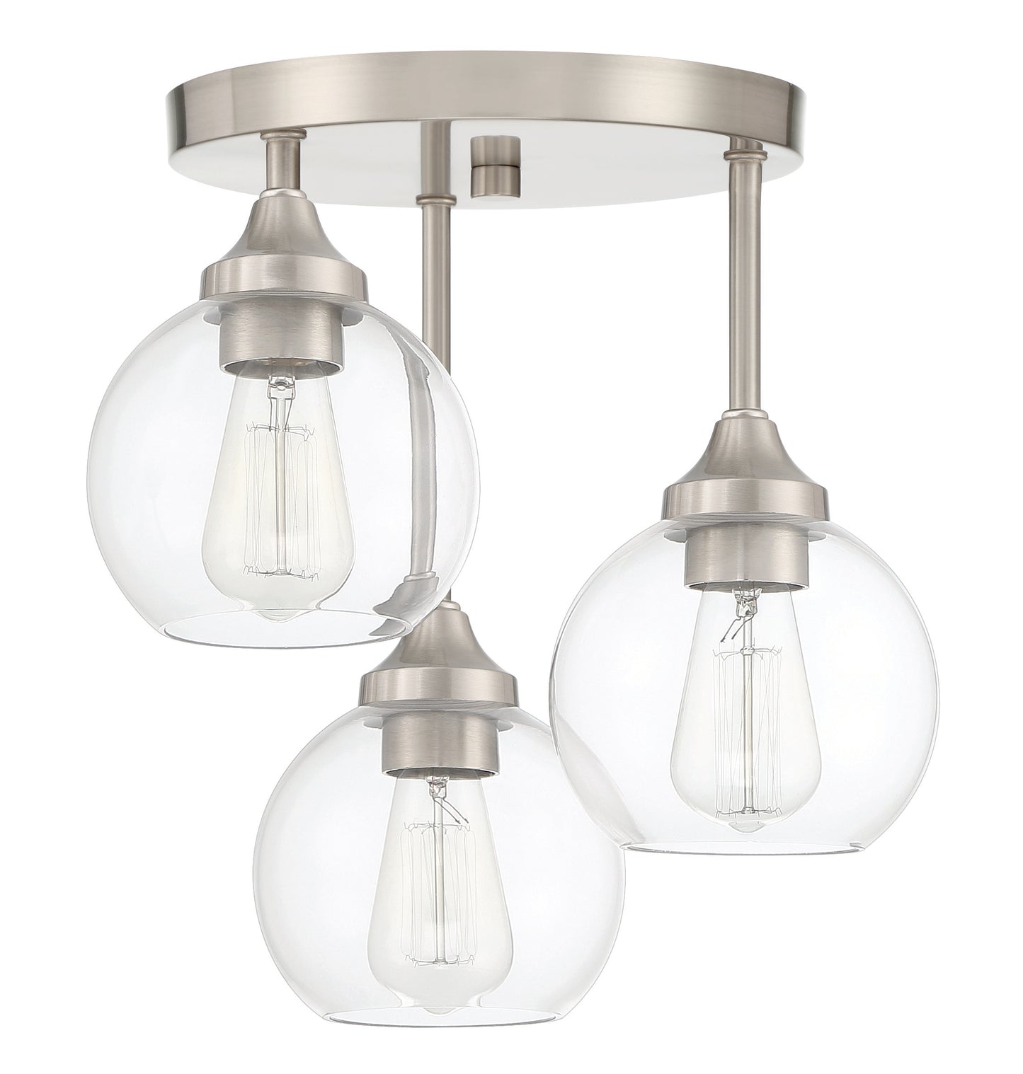 56253-BNK - Glenda 3 Light 14.25" Wide Semi Flush Mount - Brushed Nickel
