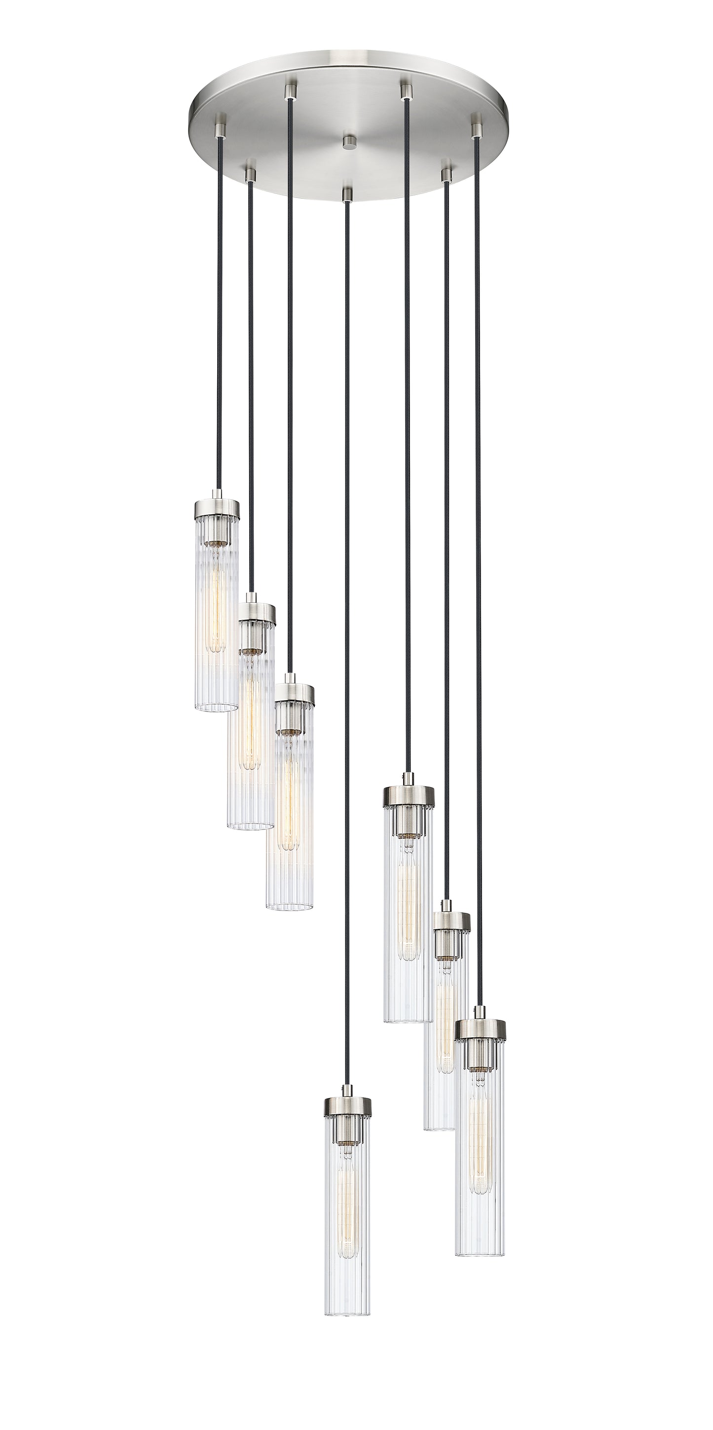 740P-7R-BN - Beau 7 Light 18" Chandelier - Brushed Nickel