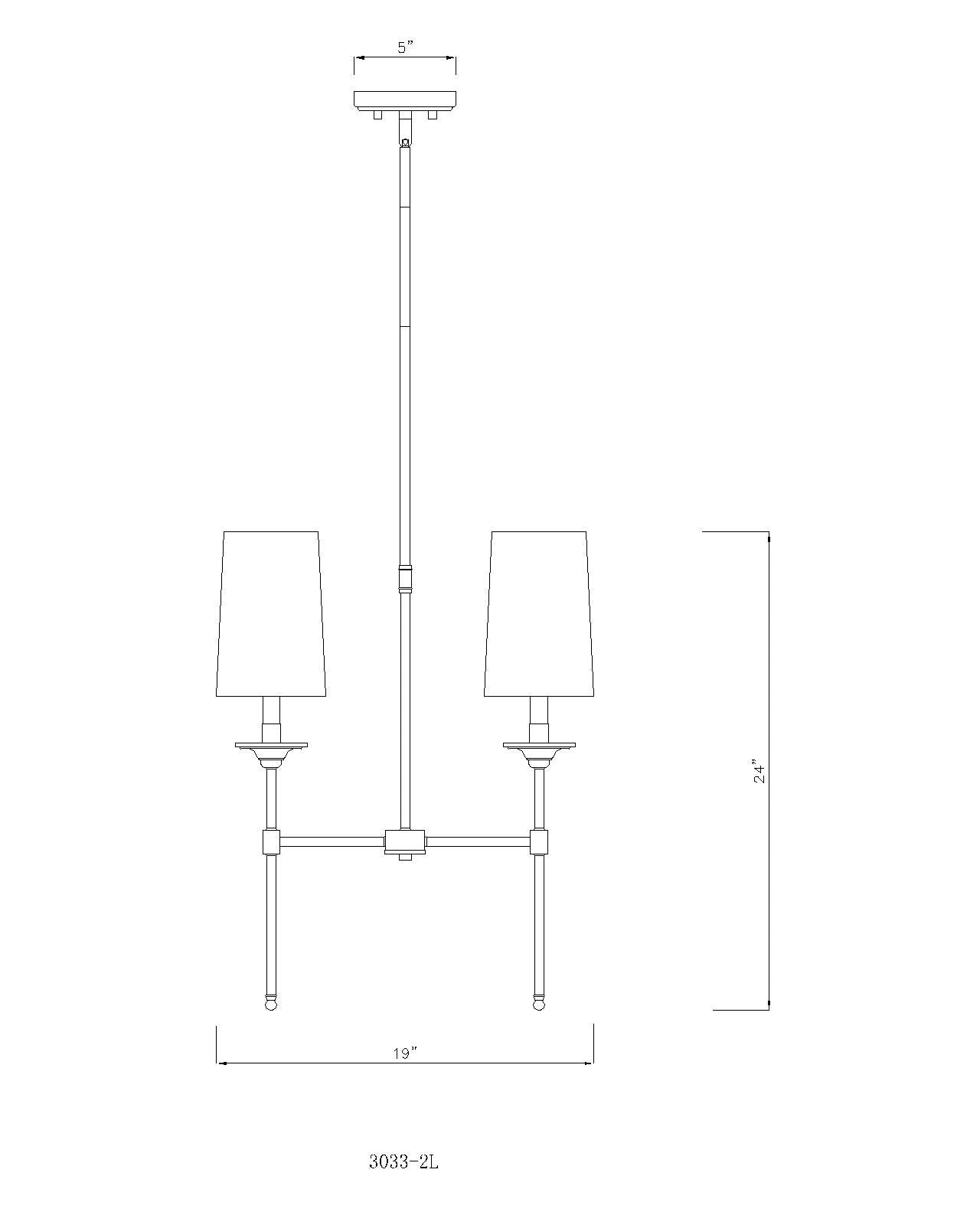 3033-2L-MB - Emily 2 Light Linear 19" Chandelier - Matte Black