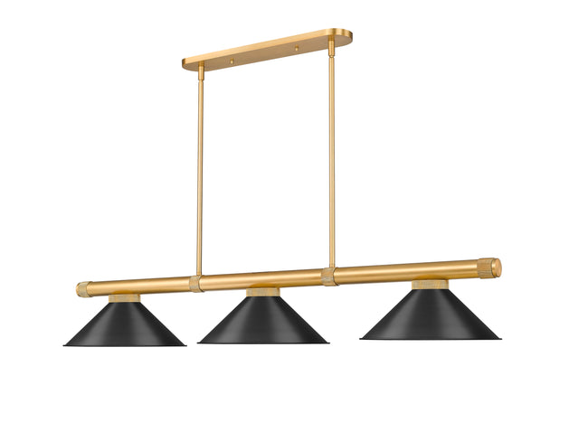 3050-3RB-MB15 - Vanguard 3 Light 58" Billiard - Rubbed Brass