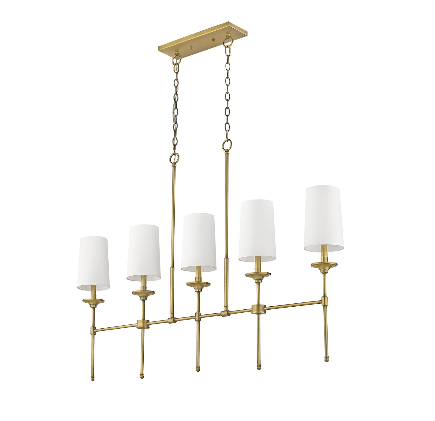 3033-5L-RB - Emily 5 Light Linear 51" Chandelier - Rubbed Brass