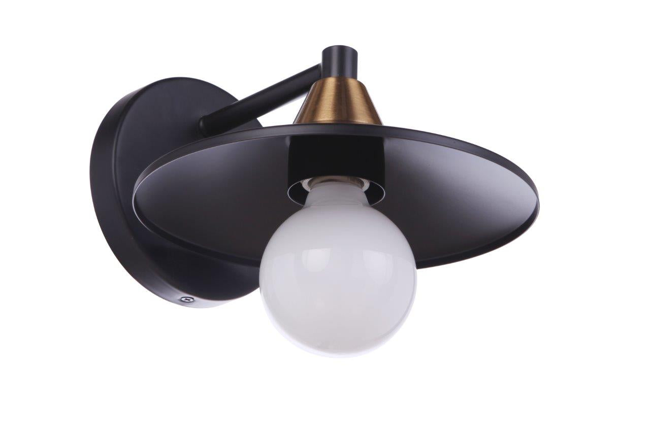 12508FBSB1 - Isaac 1 Light 5.12" High Wall Sconce - Flat Black / Satin Brass