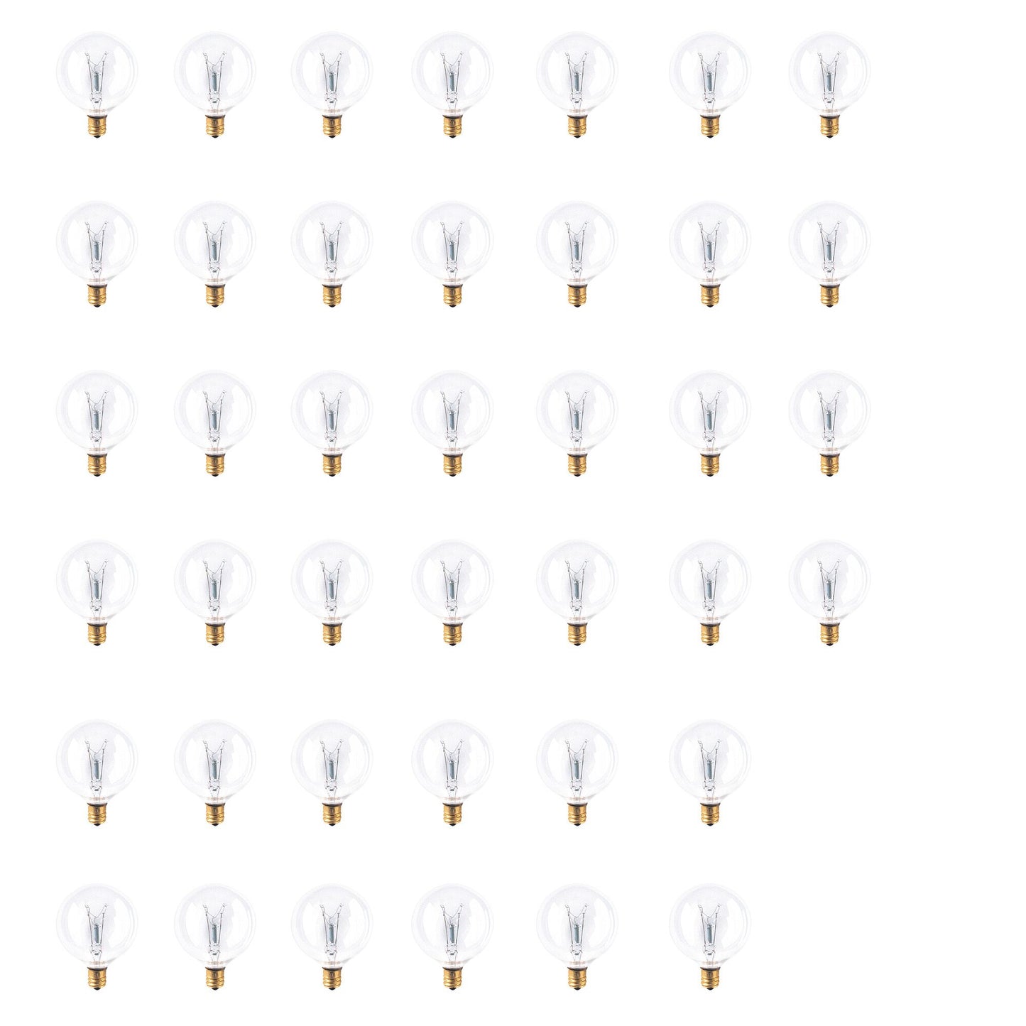 311015 - Dimmable Clear G16.5 Incandescent Candelabra Light Bulb - 15 Watt - 2700K - 40 Pack