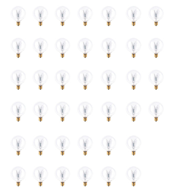 311015 - Dimmable Clear G16.5 Incandescent Candelabra Light Bulb - 15 Watt - 2700K - 40 Pack