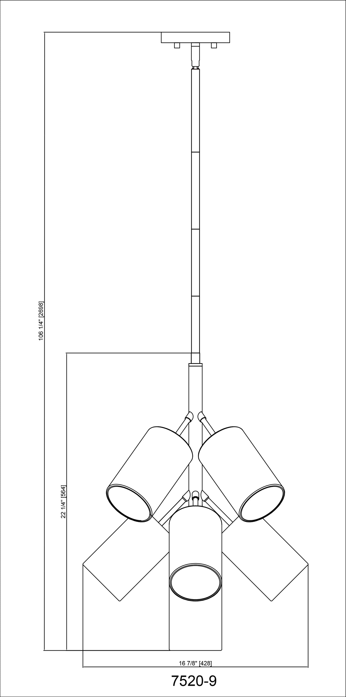 7520-9MB - Lumina 9 Light 17" Chandelier - Matte Black