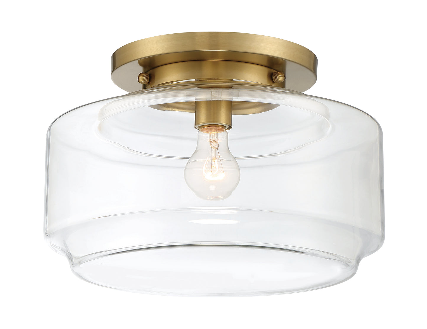 X3114-SB - Peri 1 Light 14" Wide Flush Mount - Satin Brass