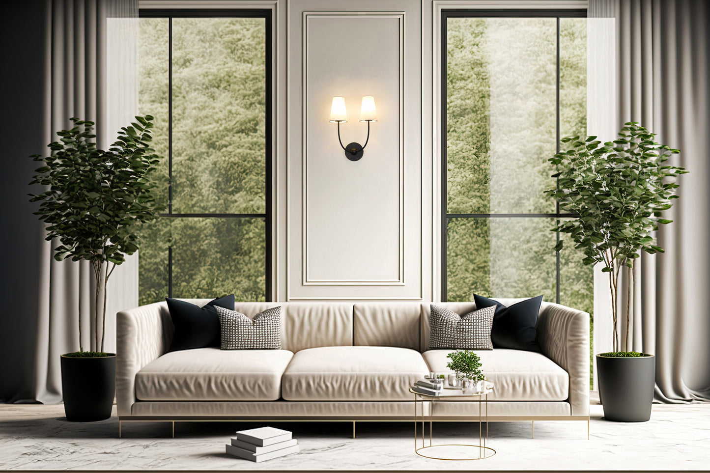 3040-2S-MB - Shannon 2 Light Wall 17" Sconce - Matte Black