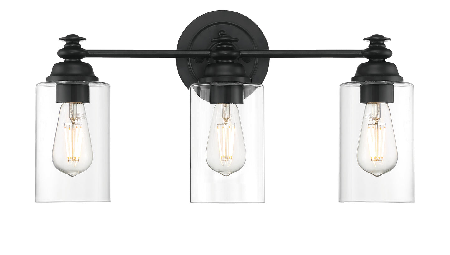 49803-FB-C - Dardyn 3 Light 22" Wide Vanity Light - Flat Black