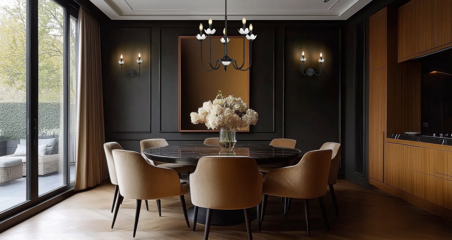 352-5MB - Allistair 5 Light 24" Chandelier - Matte Black