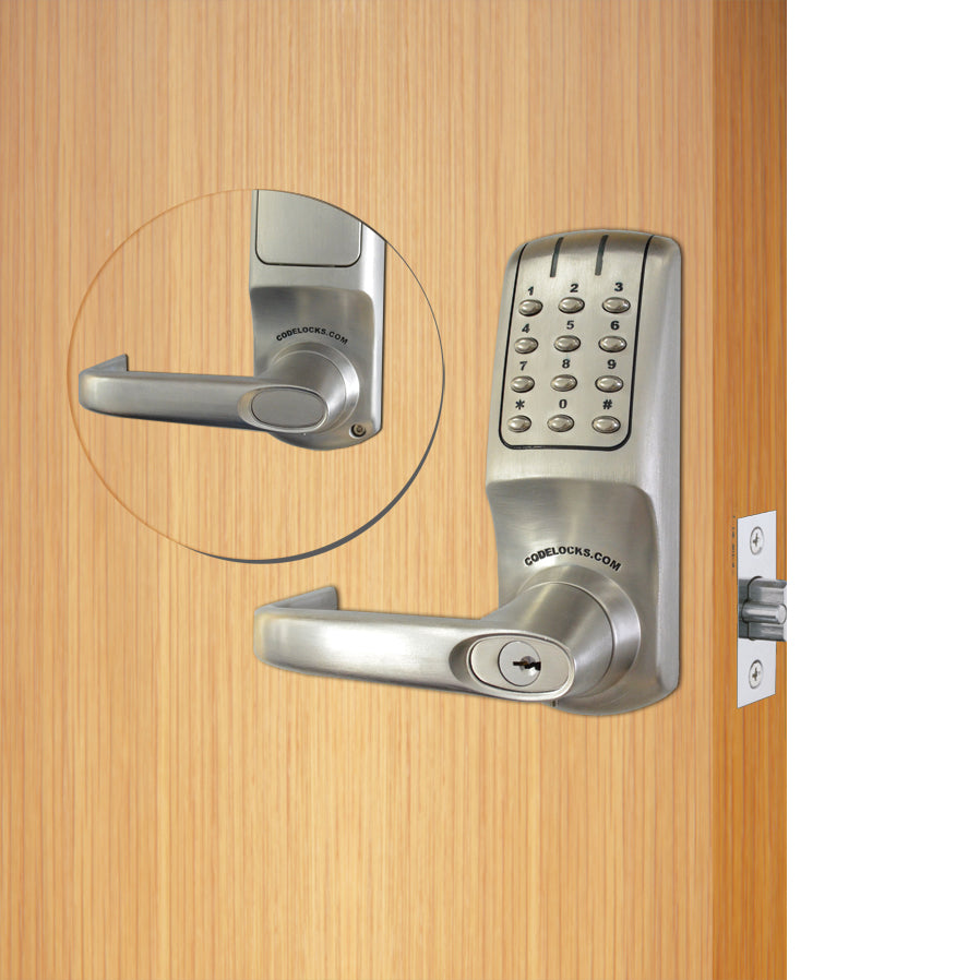 CL5210BS - 90 User Electronic Keypad Lever Lock - Brushed Stainless Steel