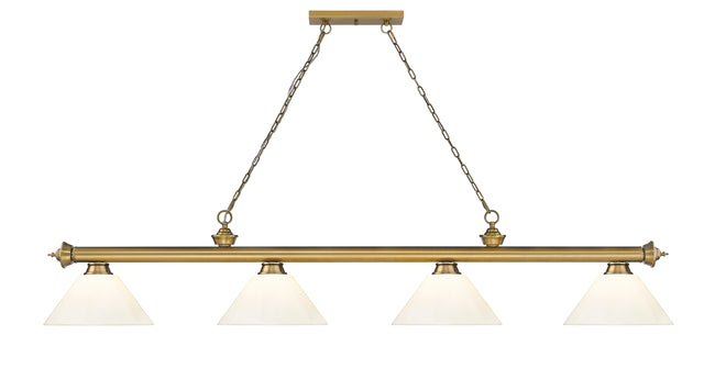 2306-4RB-PWH - Cordon 4 Light 81" Billiard - Rubbed Brass