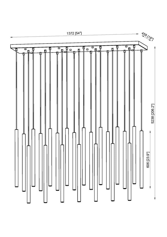 919MP24-23L-MGLD-LED - Forest 23 Light Linear 54" Chandelier - Modern Gold