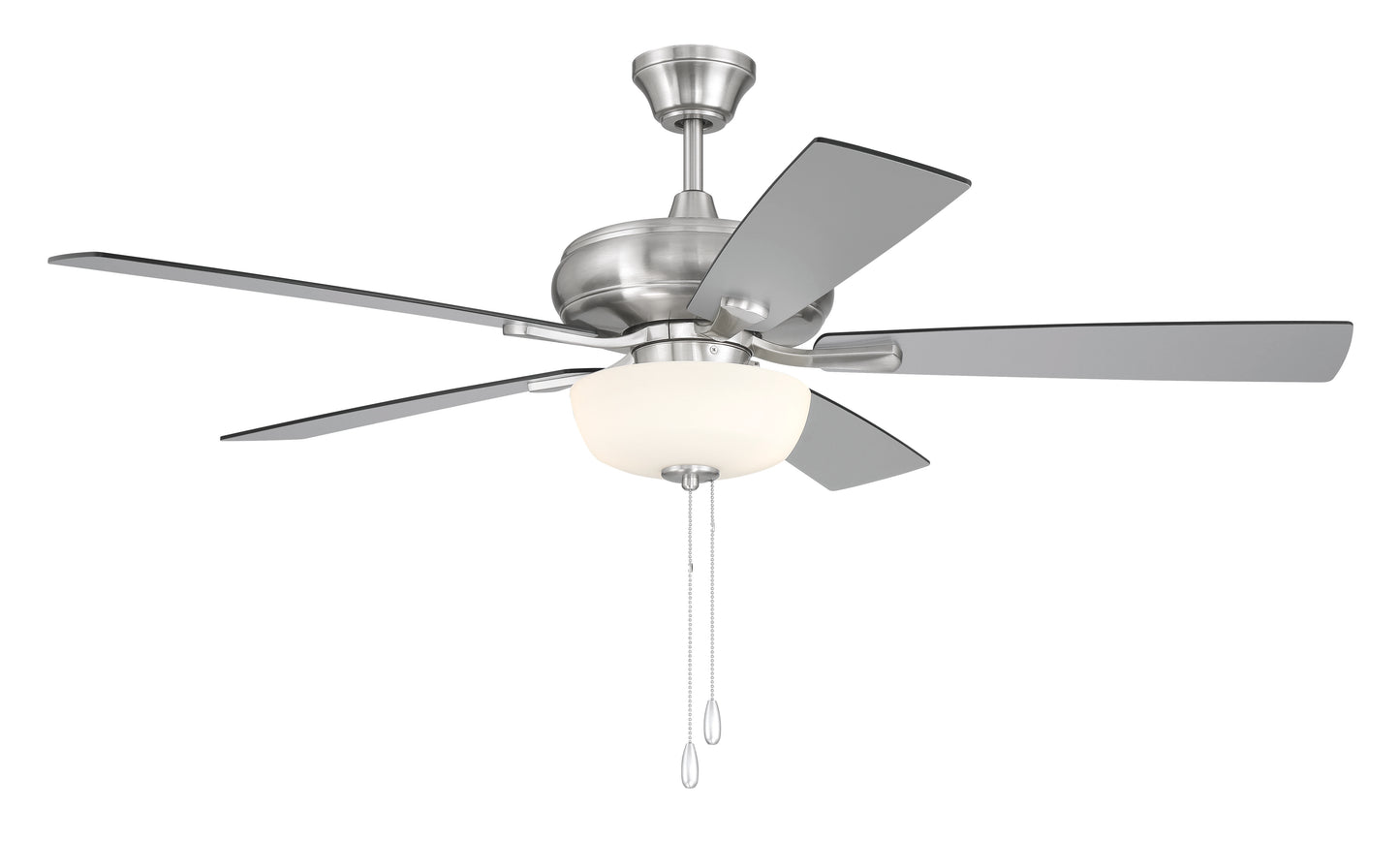 ECF211BNK5-BNGW - EOS 2 Light Frosted White Bowl 52" Ceiling Fan 52" 5 Blade Ceiling Fan with Light Kit - Brushed Nickel