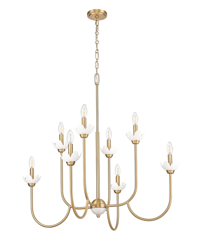 352-8MGLD - Allistair 8 Light 36" Chandelier - Modern Gold