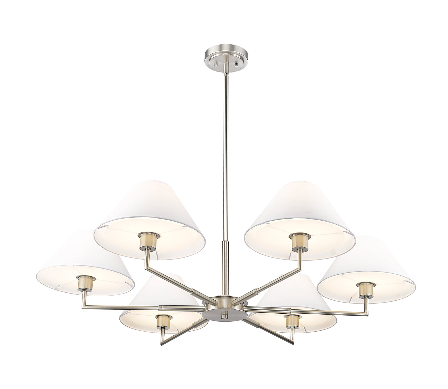 744-44R-BN - Leila 6 Light 44" Chandelier - Brushed Nickel