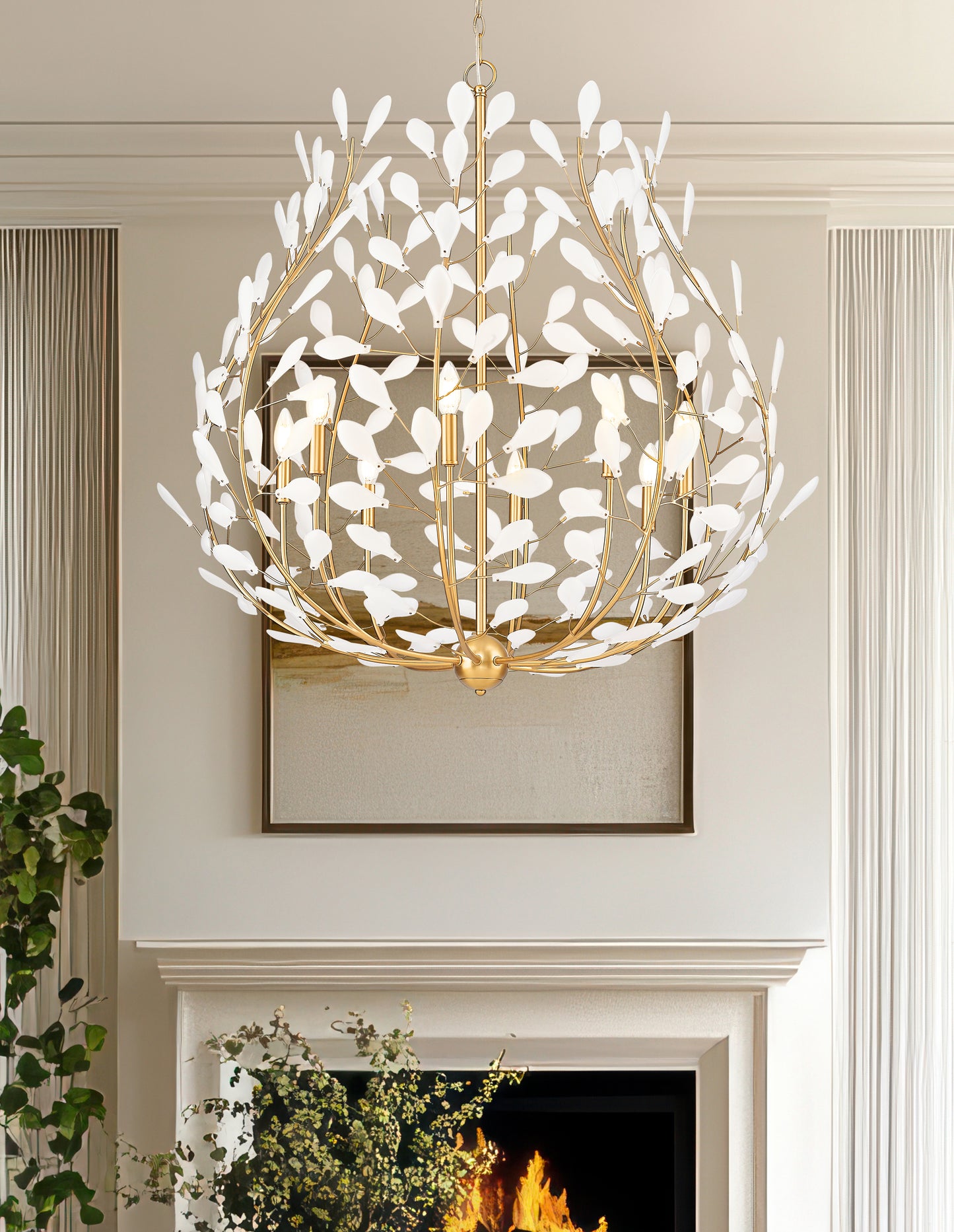 353-38MGLD - Claudine 8 Light 38" Chandelier - Modern Gold
