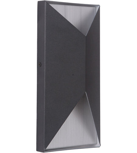 Z3402-TBBA-LED - Peak 2 Light 10" High Outdoor Pocket Sconce - Textured Black / Brushed Aluminum
