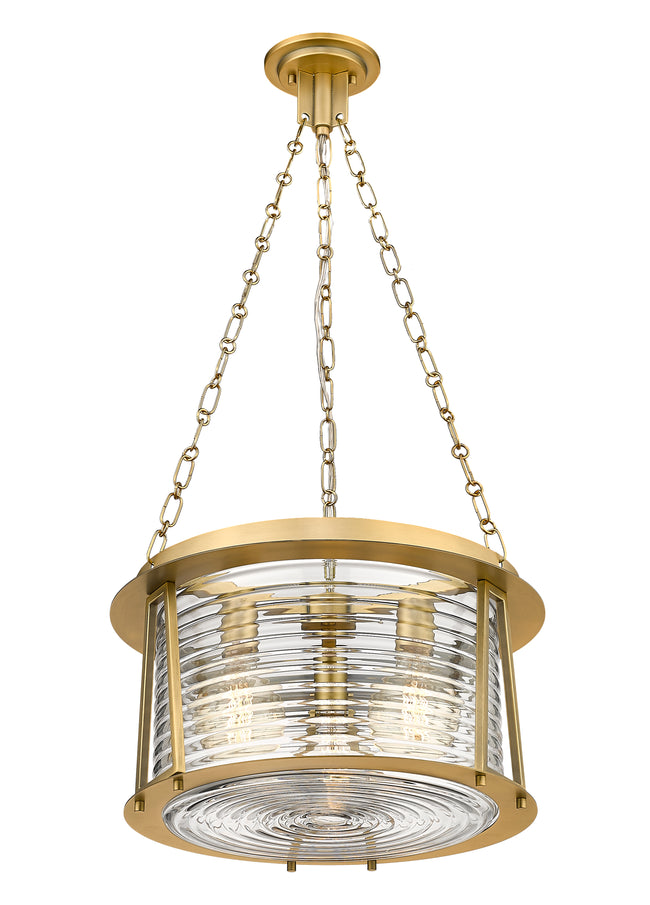 7503P18-RB - Cape Harbor 3 Light 18" Pendant - Rubbed Brass