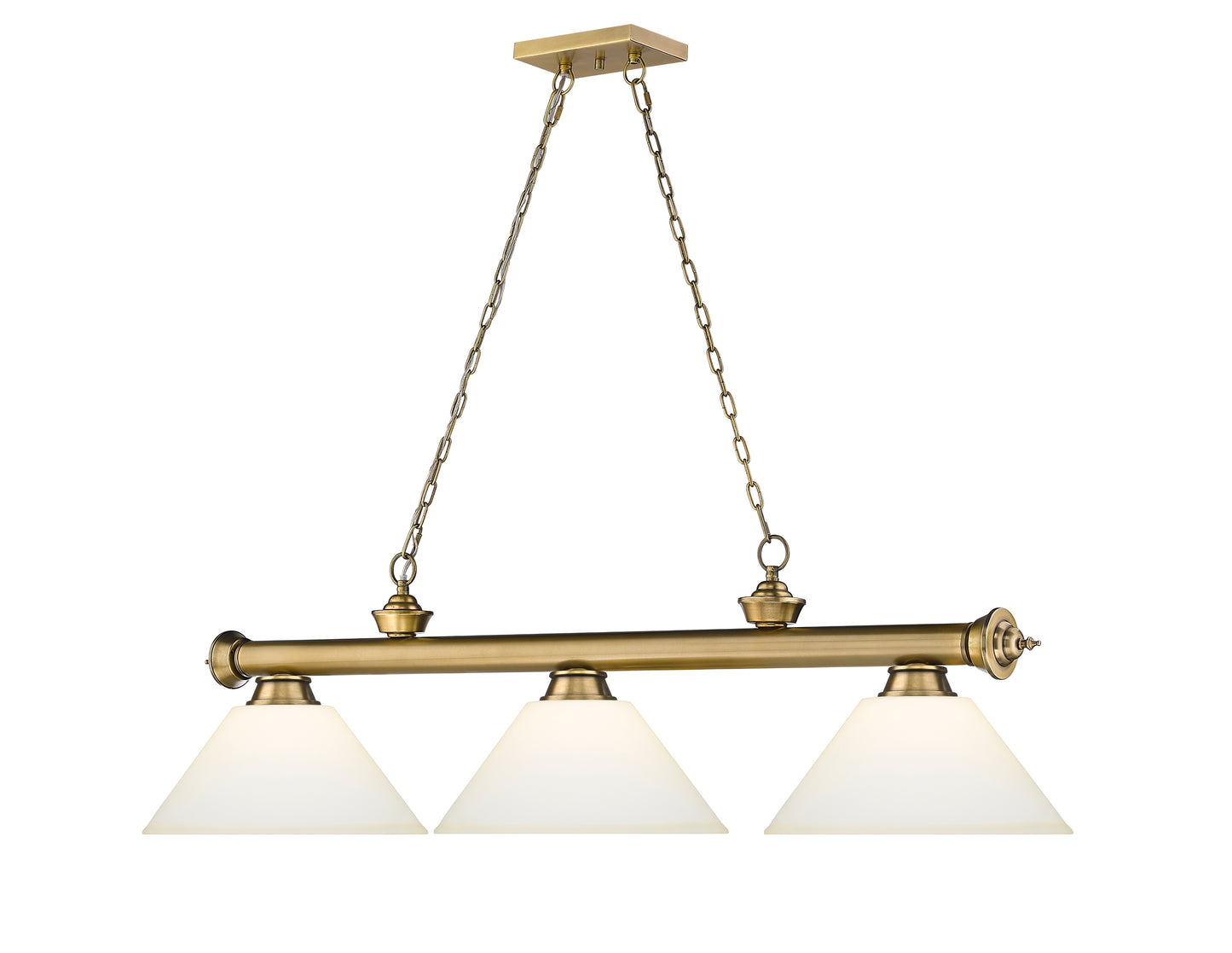 2306-3RB-AMO14 - Cordon 3 Light 57" Billiard - Rubbed Brass