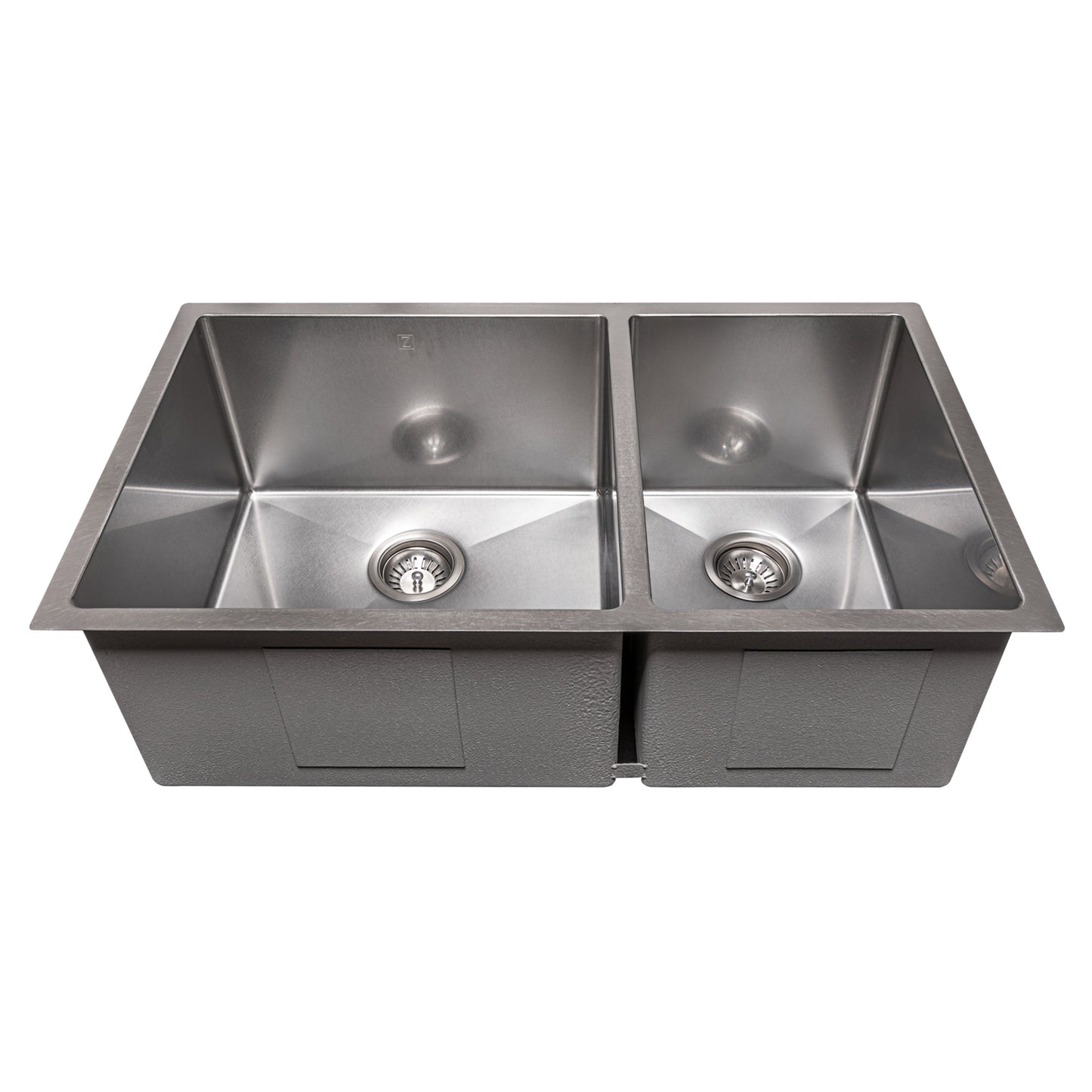 SR60D-36S - 36" Chamonix Undermount Double Bowl Satin Stainless Steel Kitchen Sink with Bottom Grid
