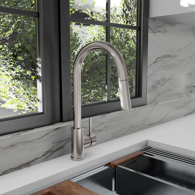 RBCN1-KF-BN - Rubicon Pull Down Single Handle Kitchen Faucet in Brushed Nickel