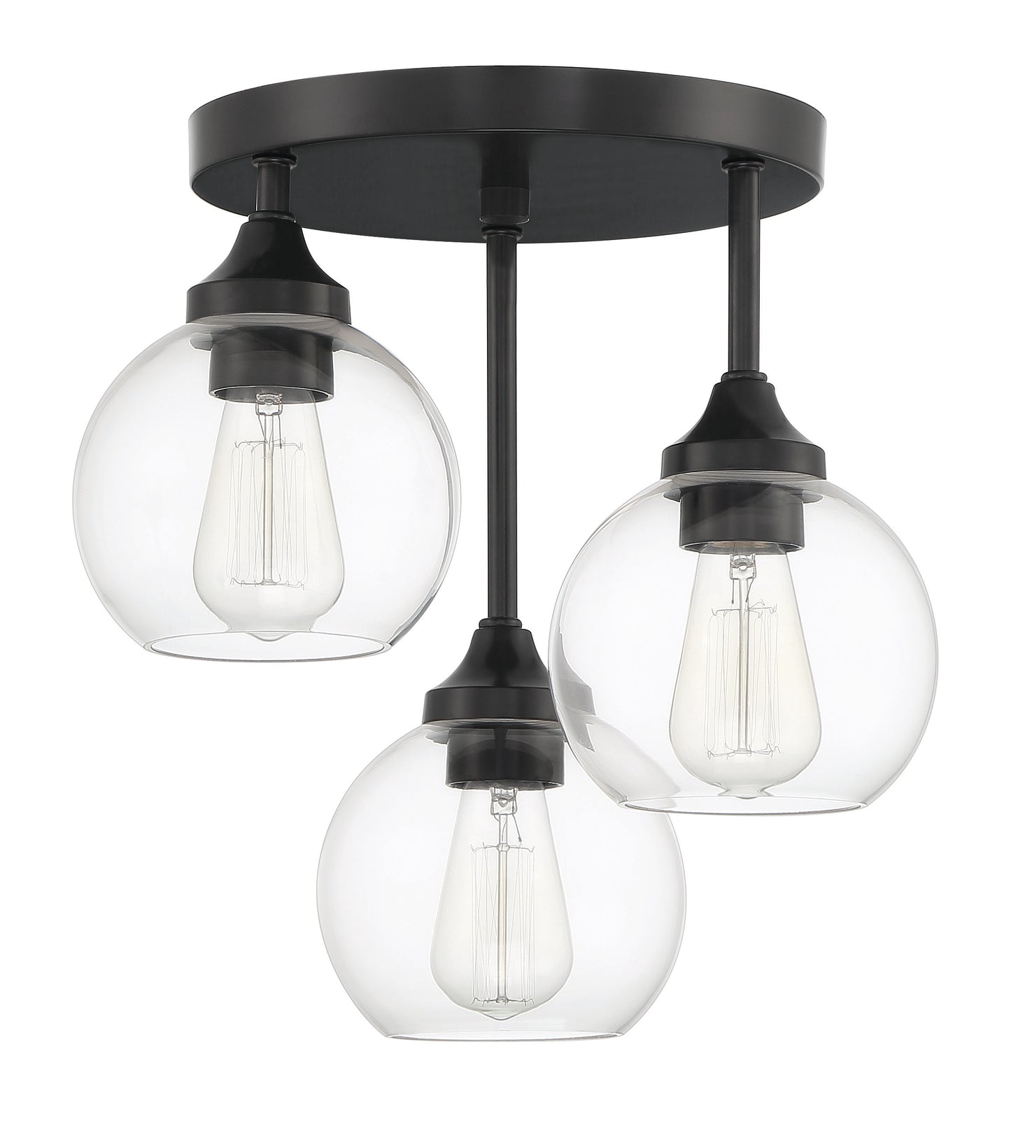56253-FB - Glenda 3 Light 14.25" Wide Semi Flush Mount - Flat Black