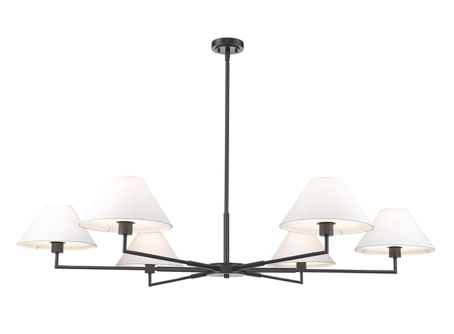 744-63R-MB - Leila 6 Light 63" Chandelier - Matte Black