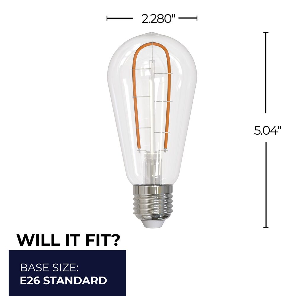 776515 - Filaments Dimmable ST18 Clear Medium Base LED Light Bulb - 3 Watt - 2100K - 4 Pack