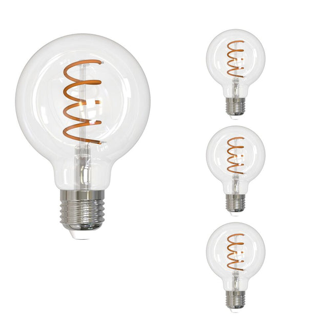 776516 - Filaments Dimmable G25 Clear Medium Base LED Light Bulb - 4.5 Watt - 2100K - 4 Pack