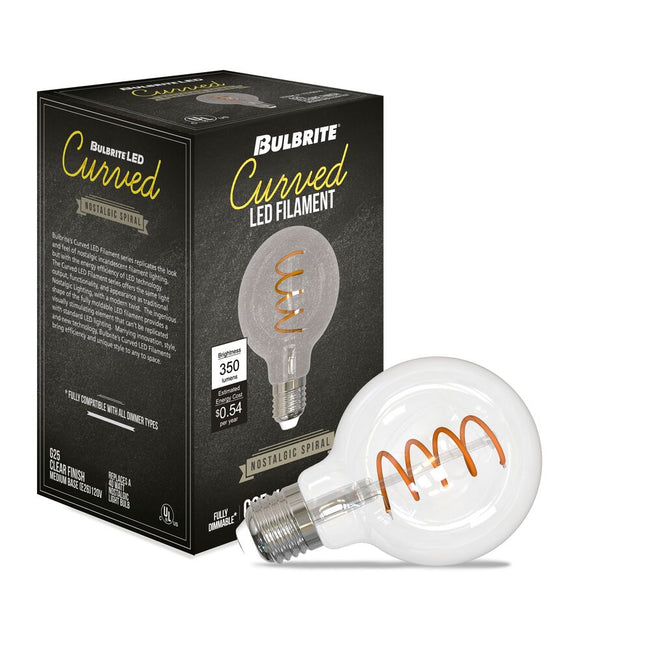 776516 - Filaments Dimmable G25 Clear Medium Base LED Light Bulb - 4.5 Watt - 2100K - 4 Pack