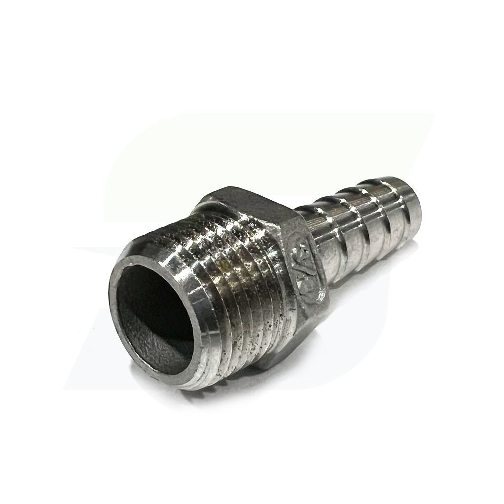 N400-038-038SS - 316 Stainless Hose Barb x Male NPT - 3/8" Hose x 3/8" Male NPT
