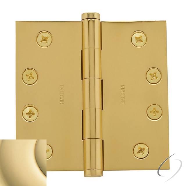 1040031INRP - 4" x 4" Mortise Square Hinge Unlacquered Brass Finish - Non Removable Pin