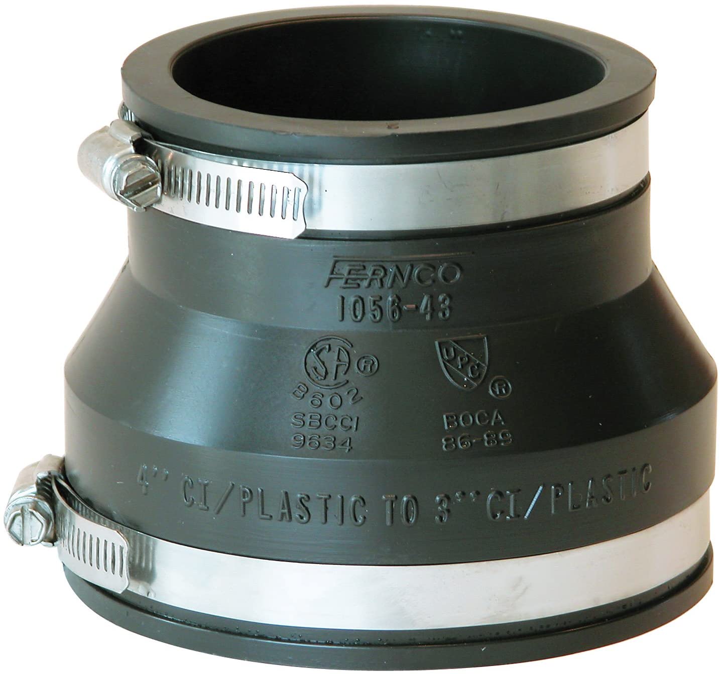 1056-43 - Cast Iron / Lead / Plastic / Steel to Cast Iron / Lead / Plastic / Steel Flexible Coupling - 4" x 3"