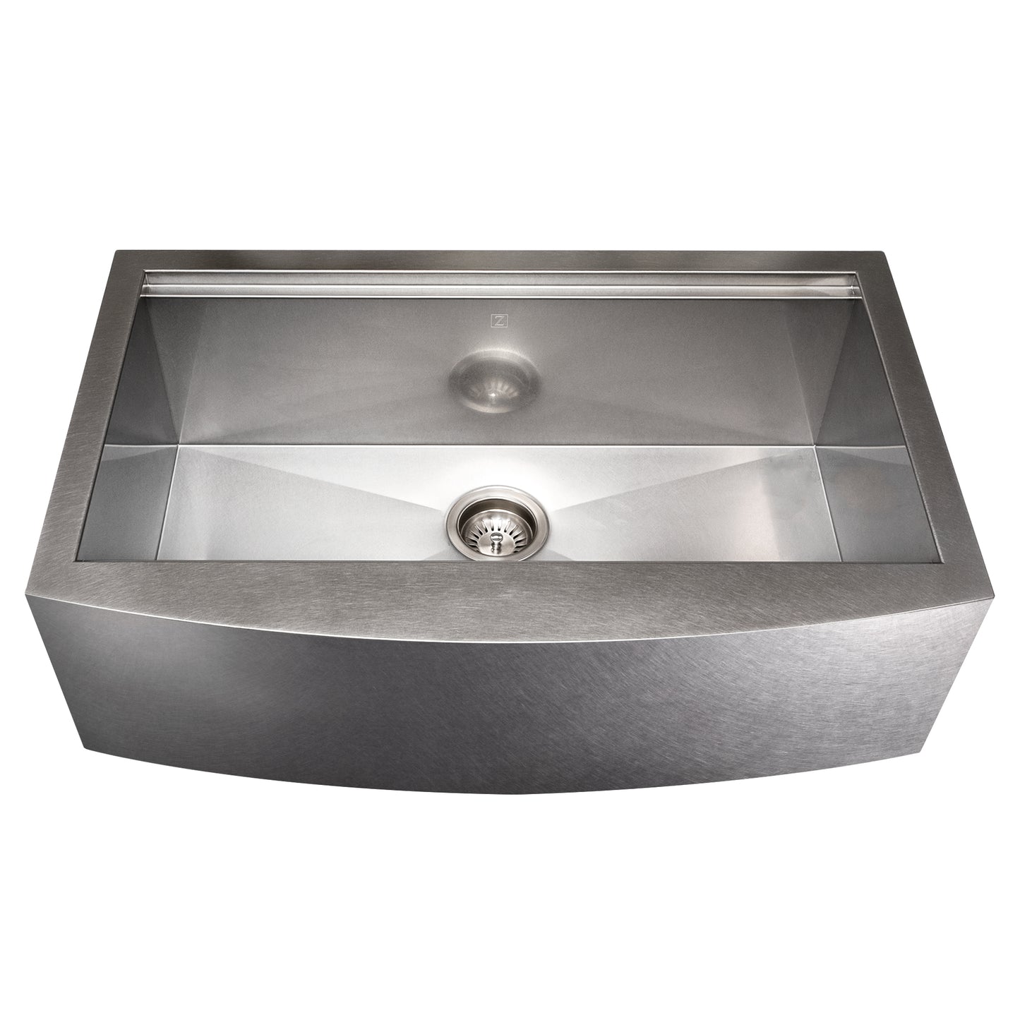 SLSAP-33S - 33" Moritz Farmhouse Apron Mount Single Bowl Satin Stainless Steel Kitchen Sink with Bottom Grid and Accessories