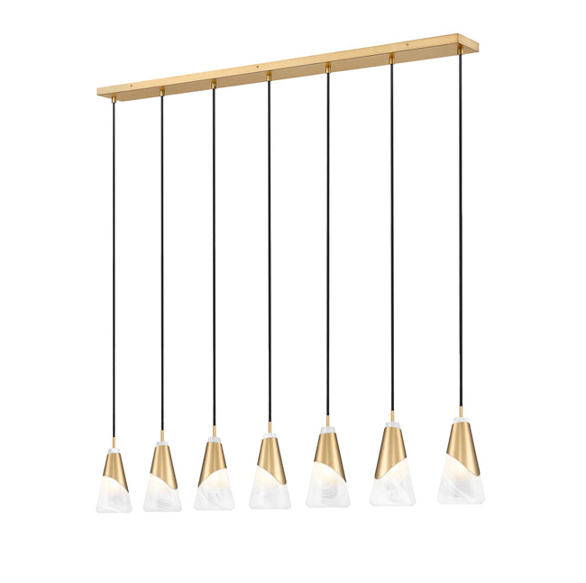828P6-7L-MGLD - Aimie 7 Light Linear 54" Chandelier - Modern Gold