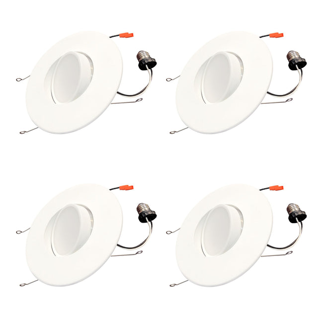 773181 - 14 Watt LED 5/6" DOWNLIGHT ADJUSTABLE RETROFIT W/GIMBAL 3000K WHITE ROUND DIMMABLE JA8 120V-4PK - 4 Pack