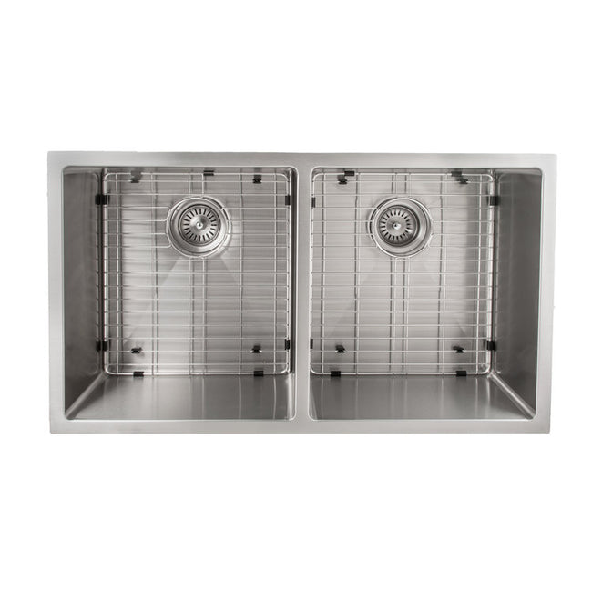 SR50D-33 - 33" Anton Undermount Double Bowl Stainless Steel Kitchen Sink with Bottom Grid