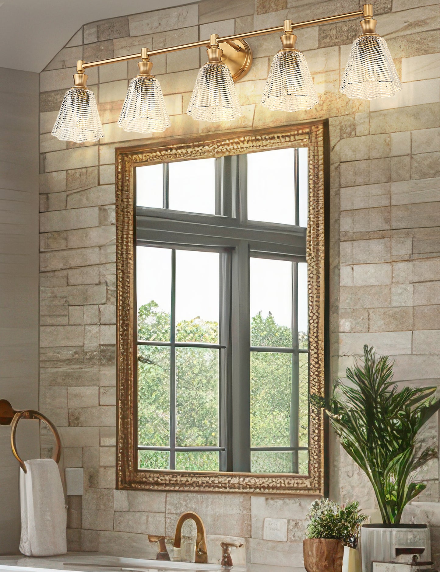 7704-5V-MGLD - Auden 5 Light 40" Vanity - Modern Gold