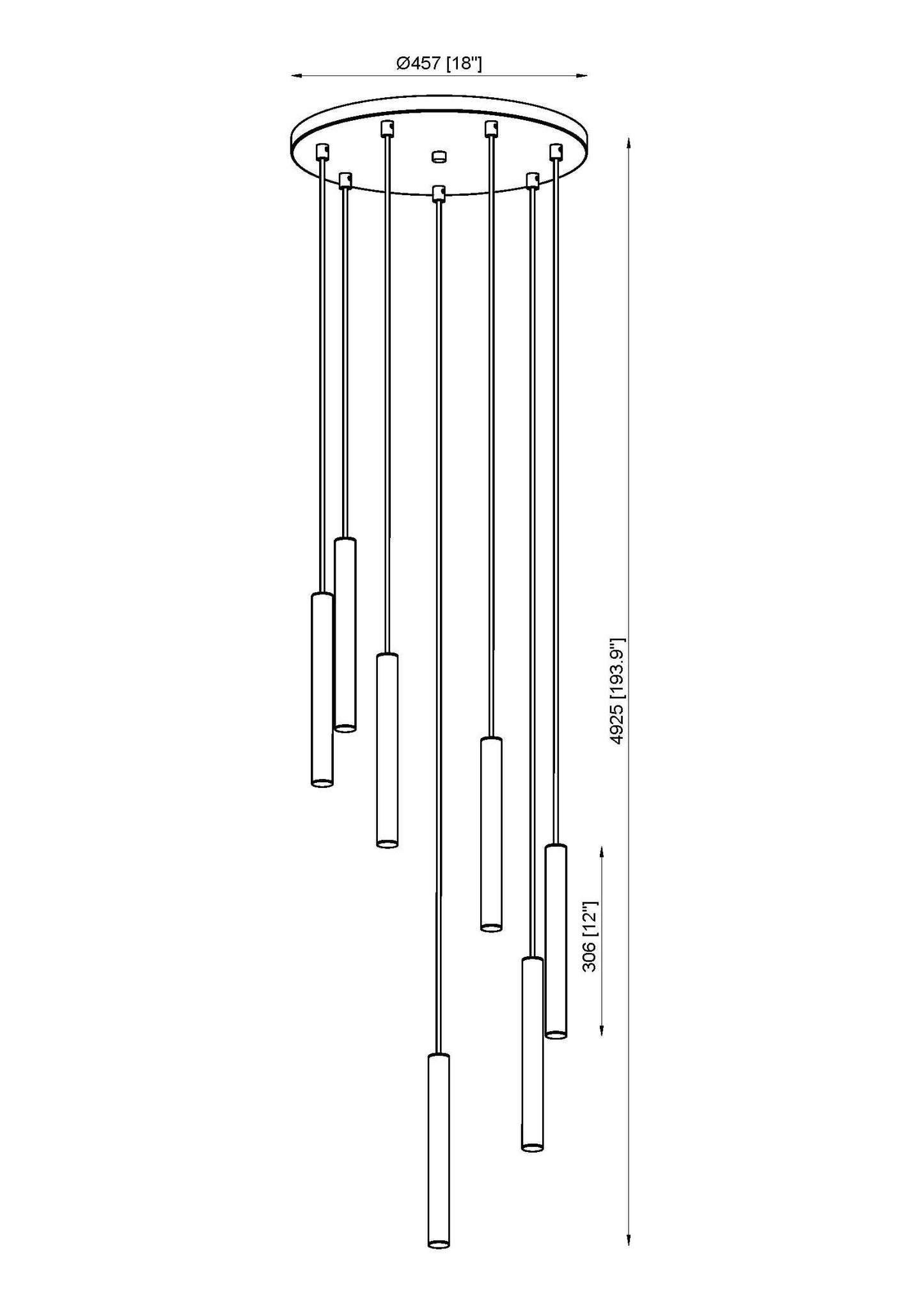 919MP12-7R-BN-LED - Forest 7 Light 18" Chandelier - Brushed Nickel