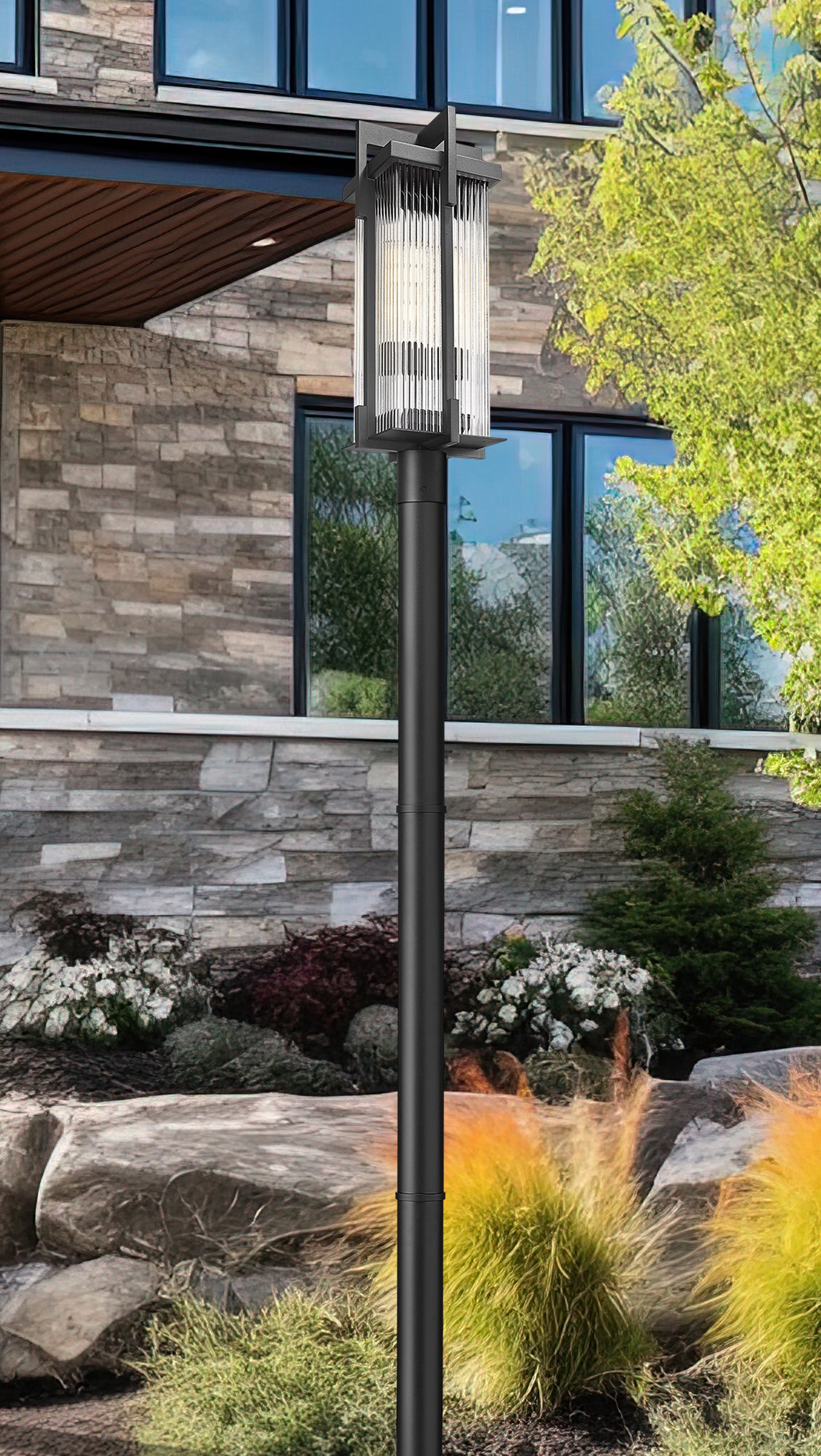 5031PHBR-5012P-BK - Fortis 2 Light 99" Post Light - Sand Black