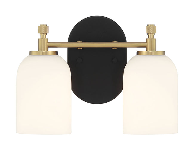 60302-FBSB - Council 2 Light 12.25" Wide Vanity Light - Flat Black / Satin Brass