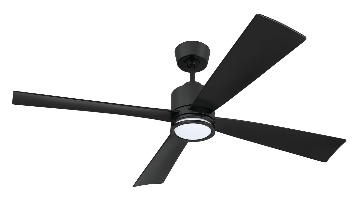 RHT52FB4 - Rhett 52" 4-Blade Indoor/Outdoor Ceiling Fan Damp Rated 52" 4 Blade Indoor Outdoor Ceiling Fan with Light Kit - Flat Black