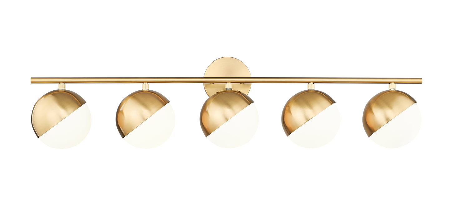 7517-5V-MGLD - Realm Sphere 5 Light 40" Vanity - Modern Gold