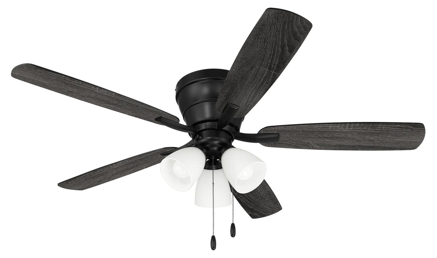 WHL52FB5C3 - Wheeler 52 3-Light 52" 5 Blade Ceiling Fan with Light Kit - Flat Black