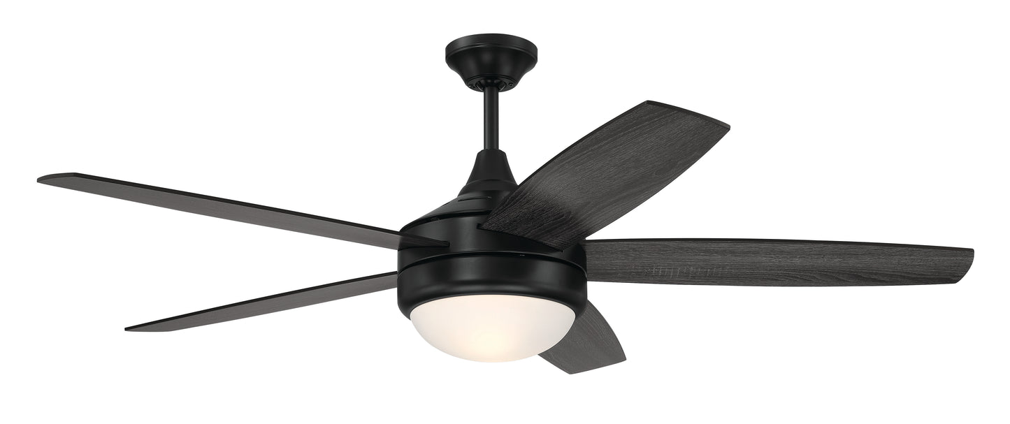 PHZ52FB5 - Phaze II 5- Blade 52" 5 Blade Ceiling Fan with Light Kit - Flat Black