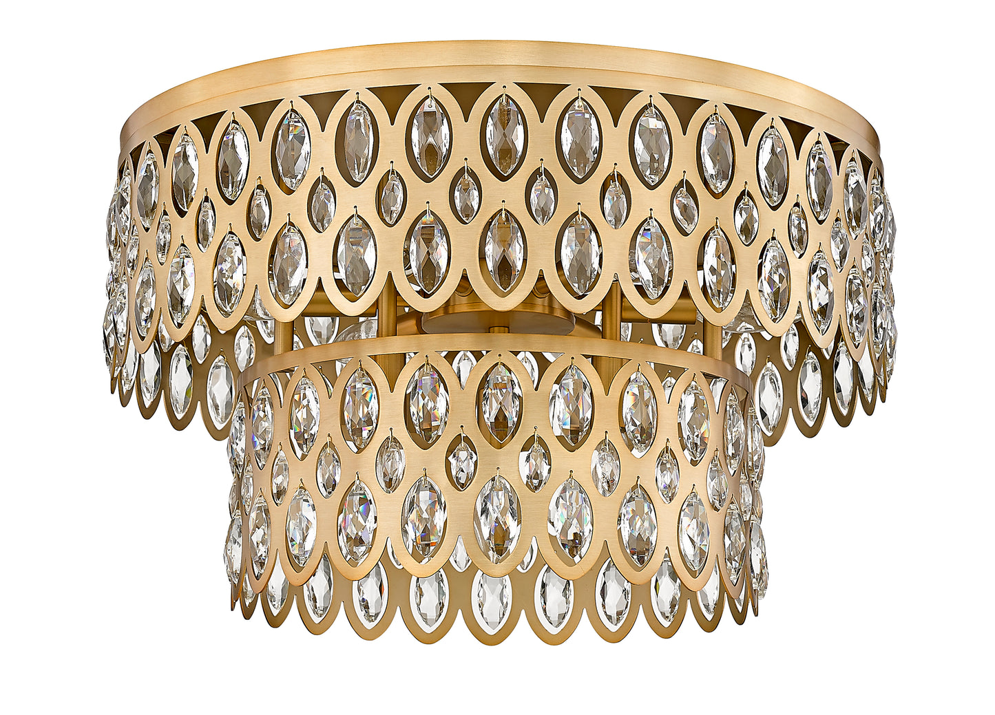 822F20-HB - Dealey 9 Light Flush 20" Mount - Heirloom Brass