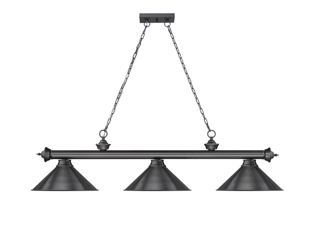 2306-3BP-BP15 - Cordon 3 Light 57" Billiard - Bronze Plate