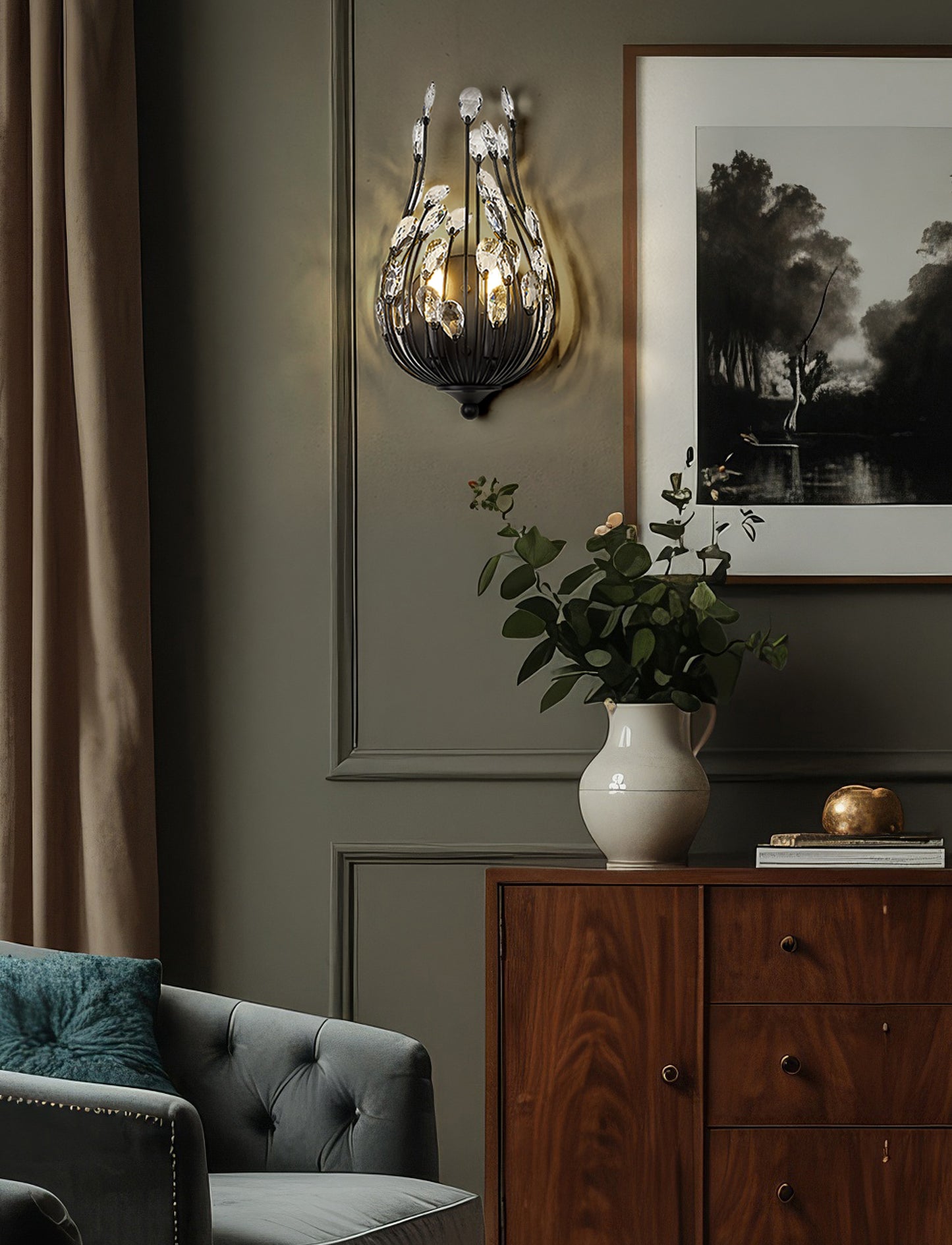 1957-2S-MB - Gabriella 2 Light Wall 16" Sconce - Matte Black