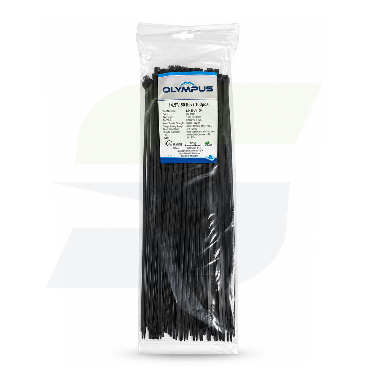 14.5" Black Cable Zip Ties - 100 Pack