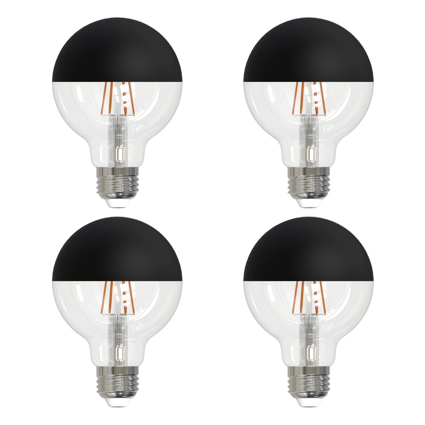 776835 - Filaments Dimmable G25 Half Black Glass Medium Base - 5 Watt - 2700K - 4 Pack